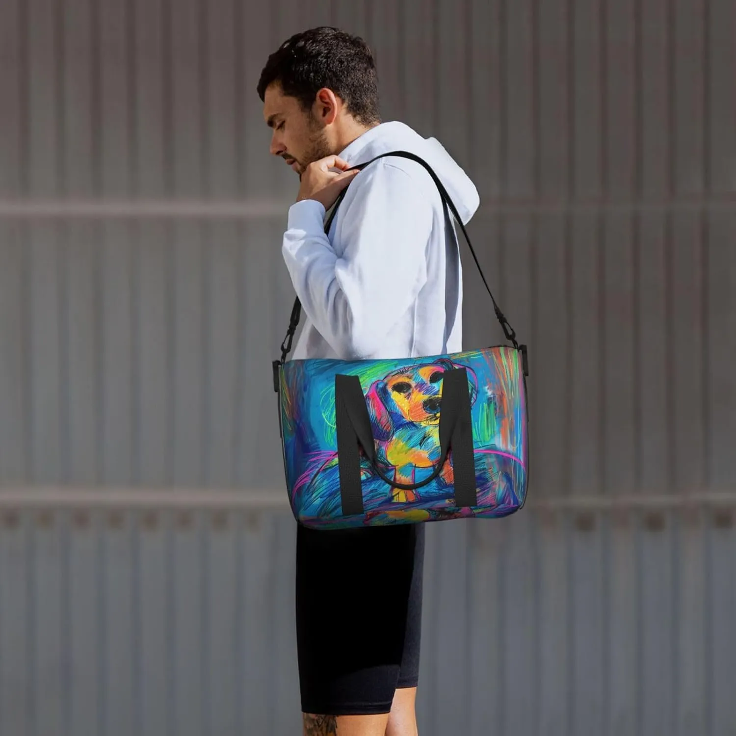 dachshund print Travel Duffel Bag, Sports Tote Gym Bag, Swim Pool Bag Large Shoulder Tote Bag for Beach Weekender