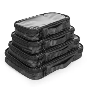 Damero 4pcs Clear Toiletry Bag Packing Cubes, Clear Toiletry Makeup Bag Organizers for Traveling, Business Trip, Black