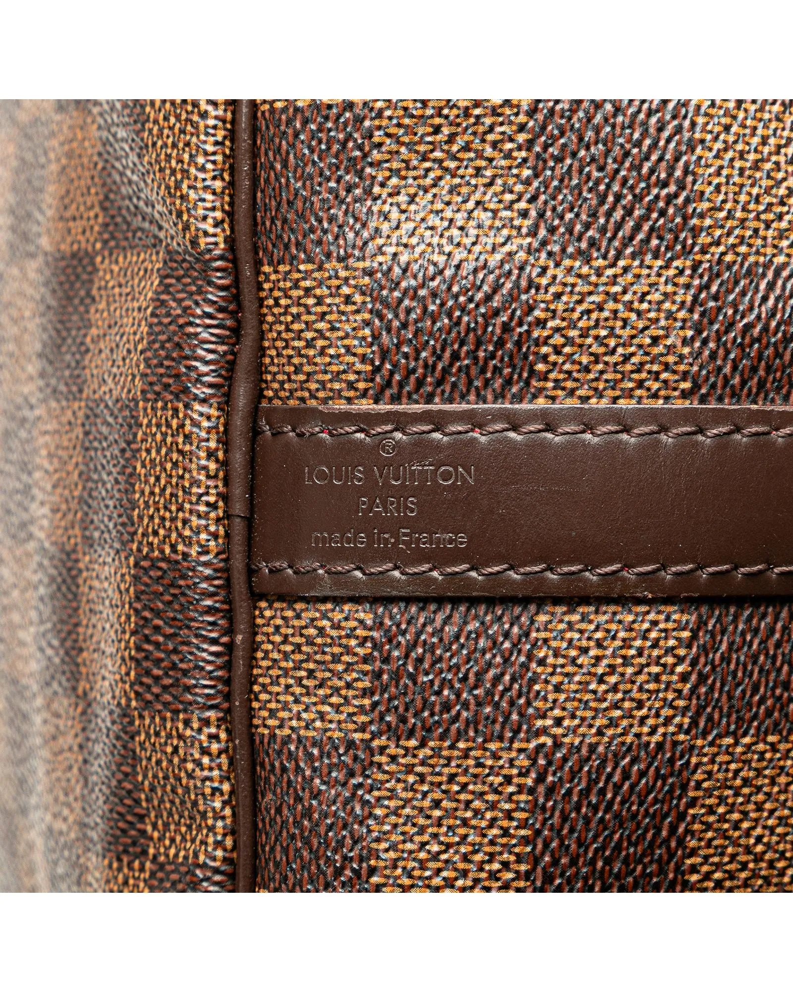Damier Ebene Speedy Bandouliere Canvas Bag with Leather Handles and Detachable Strap