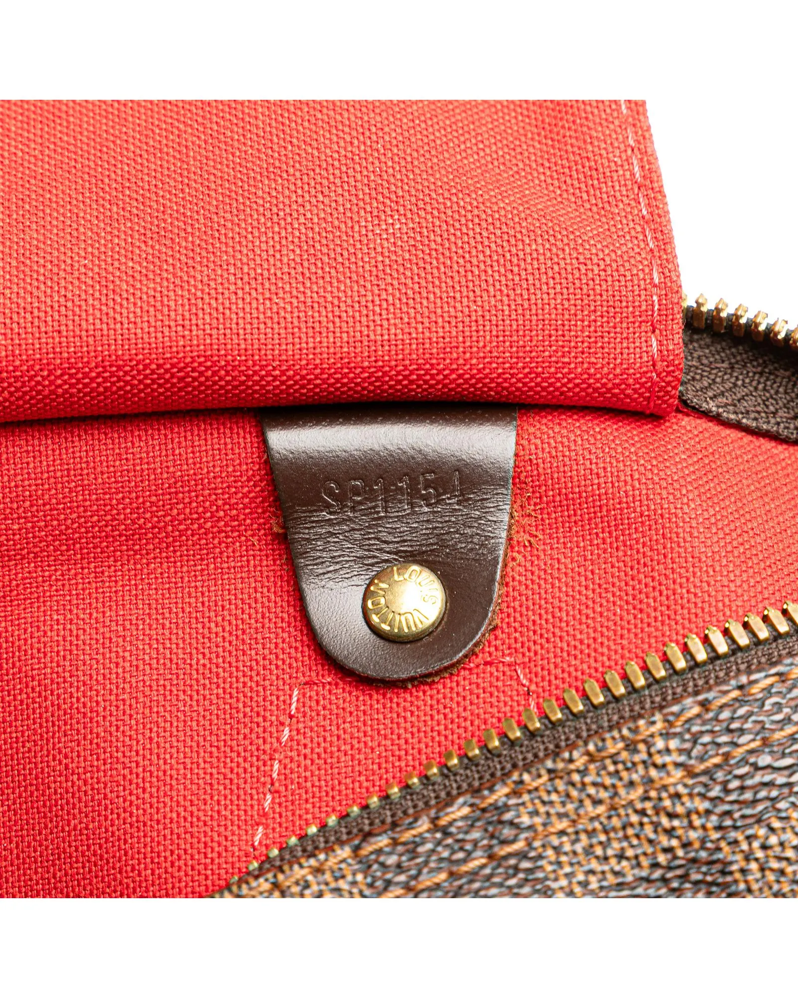 Damier Ebene Speedy Bandouliere Canvas Bag with Leather Handles and Detachable Strap