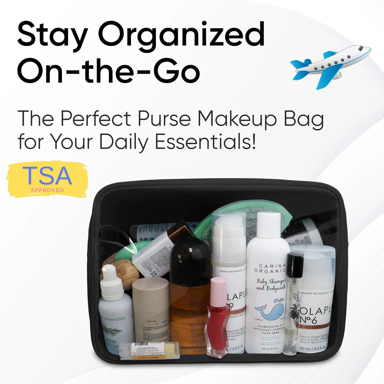DANCOUR Clear Makeup Bag Large Pouch Travel Cosmetic Bag TSA Approved Black Clear Cosmetic Case Organizer