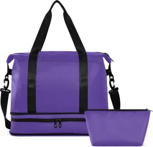 Dark Purple Gym Bag for Women Men Travel Duffel Bag with Shoe Compartment Carry On Weekender Overnight Bags for Hospital Gym Travel