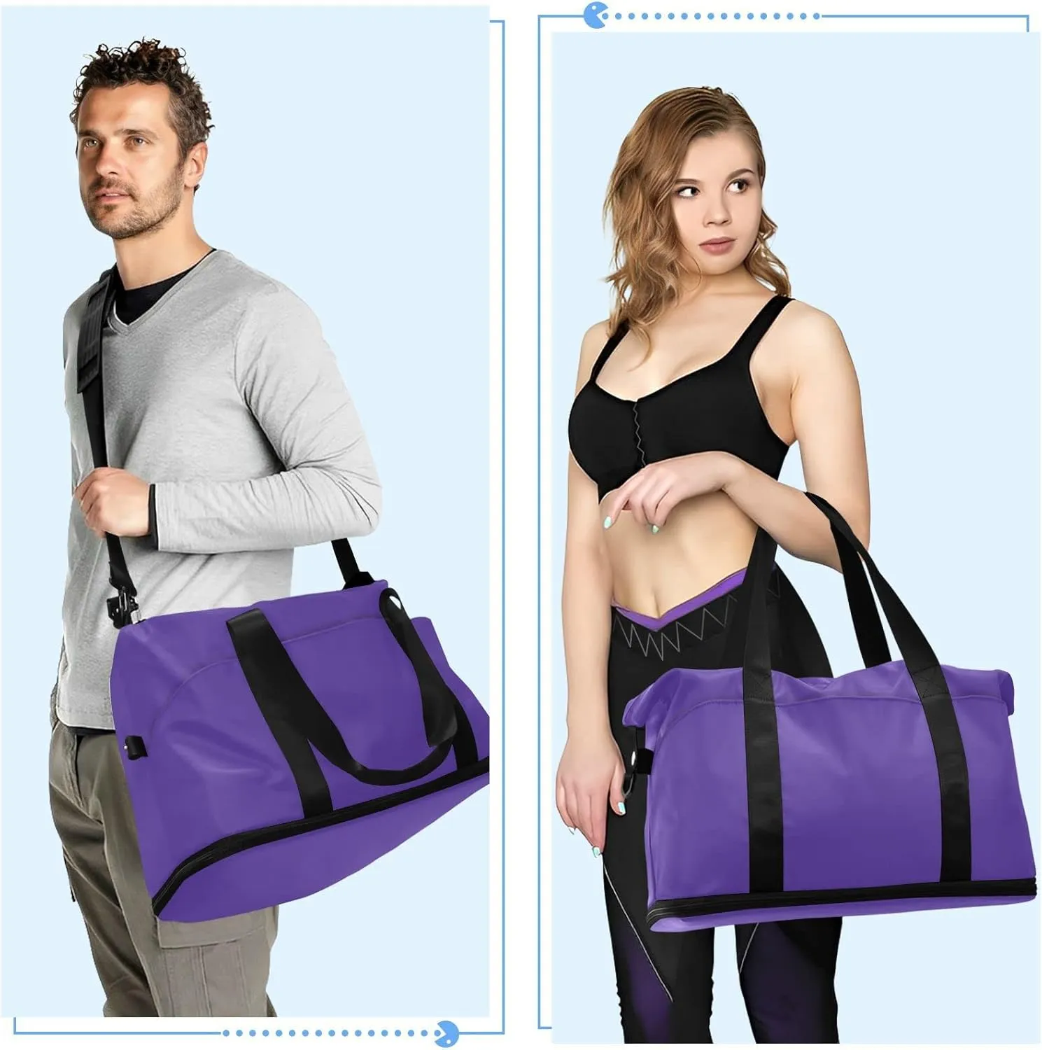 Dark Purple Gym Bag for Women Men Travel Duffel Bag with Shoe Compartment Carry On Weekender Overnight Bags for Hospital Gym Travel