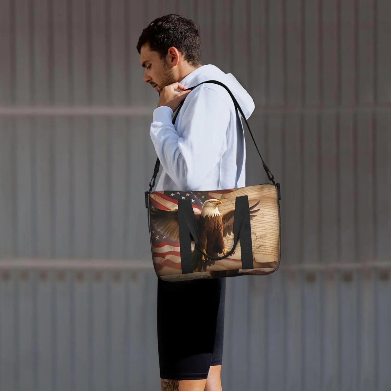 declaration print Travel Duffel Bag, Sports Tote Gym Bag, Swim Pool Bag Large Shoulder Tote Bag for Beach Weekender