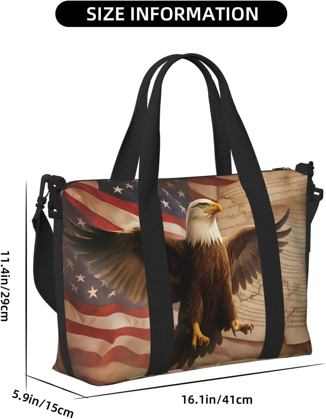 declaration print Travel Duffel Bag, Sports Tote Gym Bag, Swim Pool Bag Large Shoulder Tote Bag for Beach Weekender