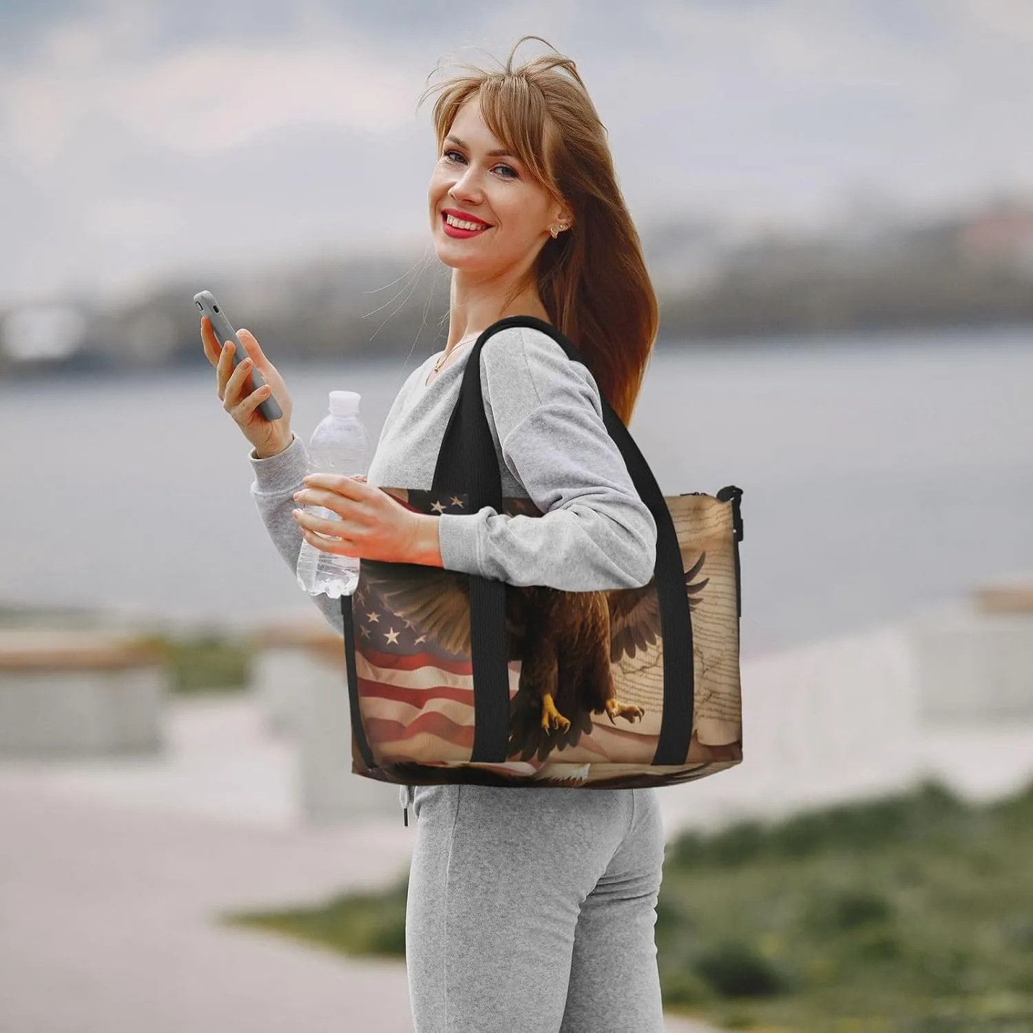 declaration print Travel Duffel Bag, Sports Tote Gym Bag, Swim Pool Bag Large Shoulder Tote Bag for Beach Weekender