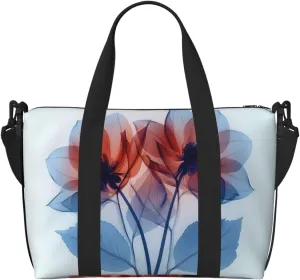 deep purple dahlia blossom print Travel Duffel Bag, Sports Tote Gym Bag, Swim Pool Bag Large Shoulder Tote Bag for Beach Weekender