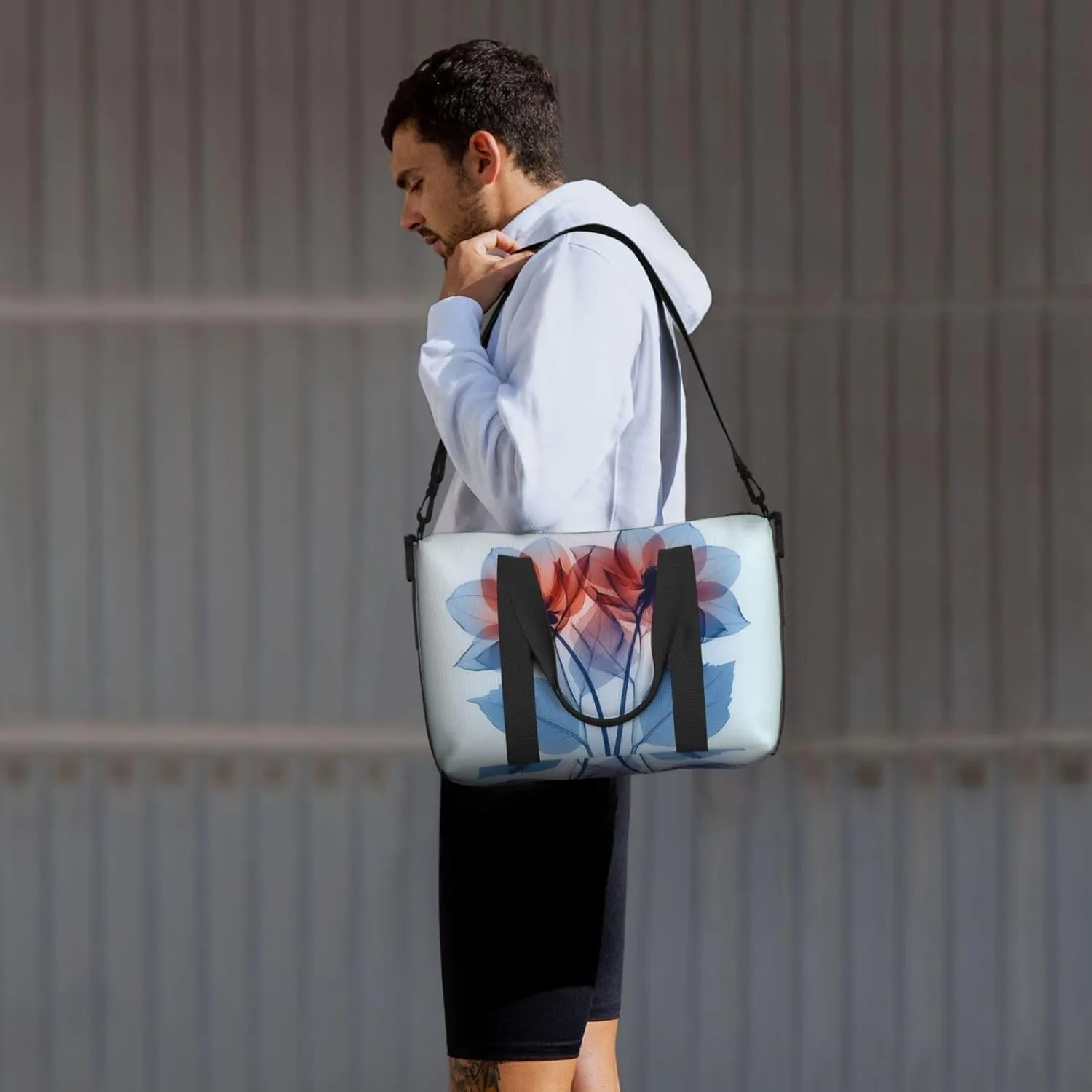 deep purple dahlia blossom print Travel Duffel Bag, Sports Tote Gym Bag, Swim Pool Bag Large Shoulder Tote Bag for Beach Weekender