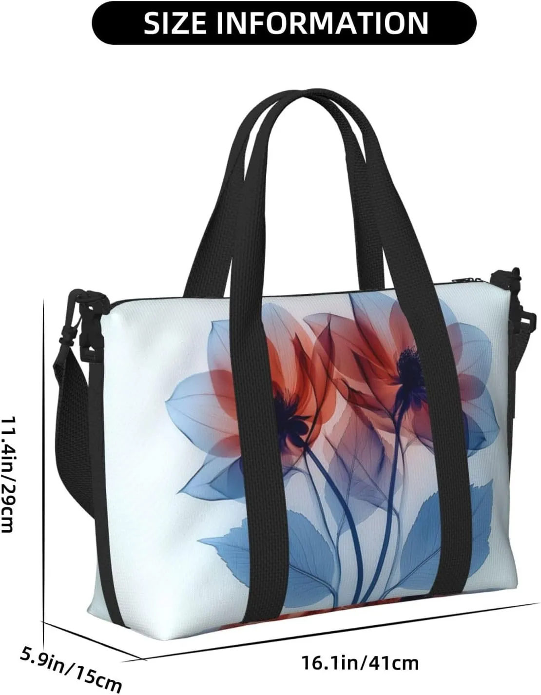 deep purple dahlia blossom print Travel Duffel Bag, Sports Tote Gym Bag, Swim Pool Bag Large Shoulder Tote Bag for Beach Weekender