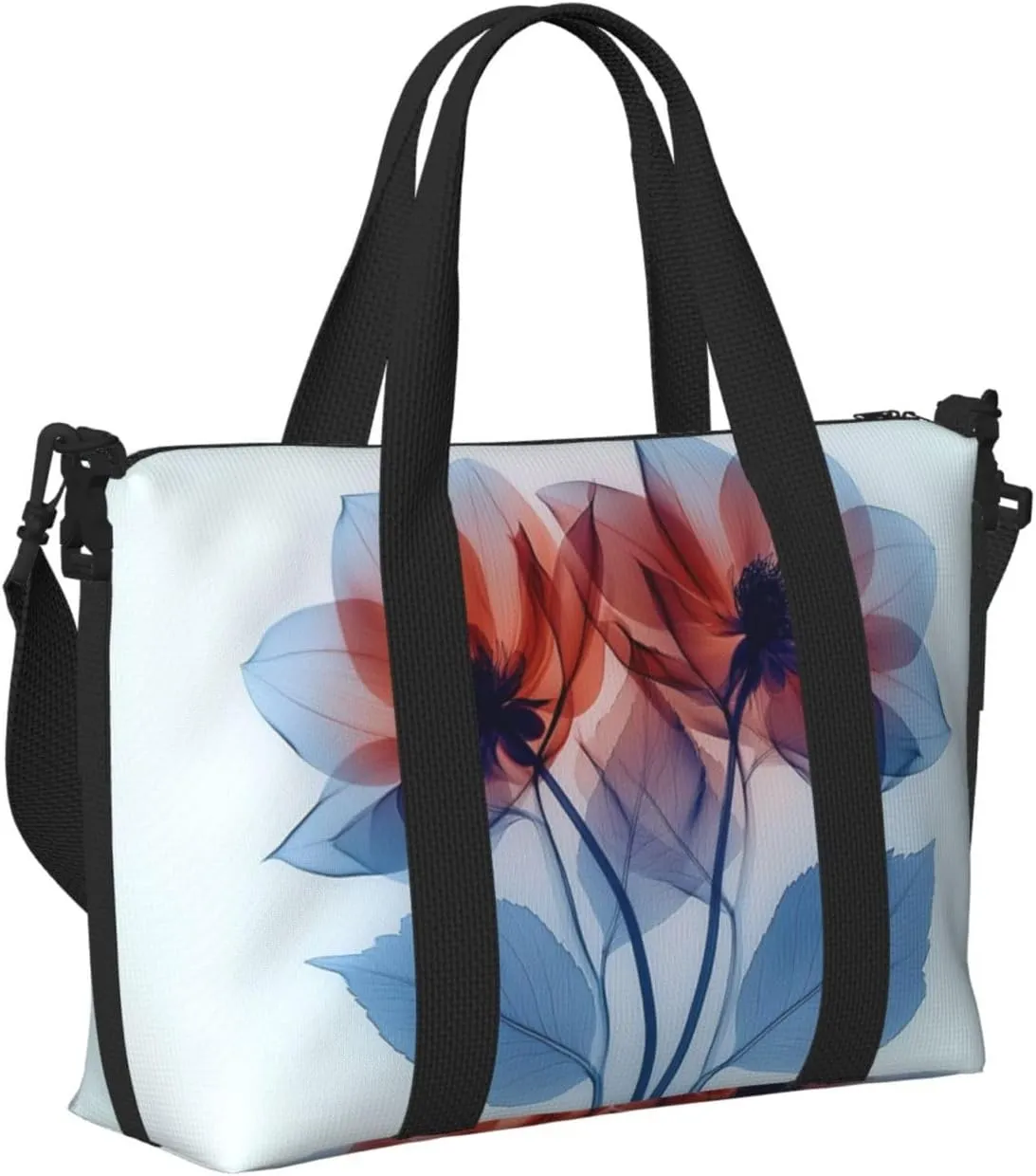 deep purple dahlia blossom print Travel Duffel Bag, Sports Tote Gym Bag, Swim Pool Bag Large Shoulder Tote Bag for Beach Weekender