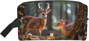 Deer Tree Christmas Print Travel Toiletry Organizer Bag, Cosmetic & Storage Pouch For Travel And Daily Use