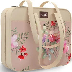 DEHITE Bible Bags for Women – Milky Floral Bible Carrying Case – Tote Bag Large – Book Size 11.8 x 10 x 4.1 in – Pen Slot – Zippered Pocket – Shoulder Strap – Premium Fabric – Christian Gift