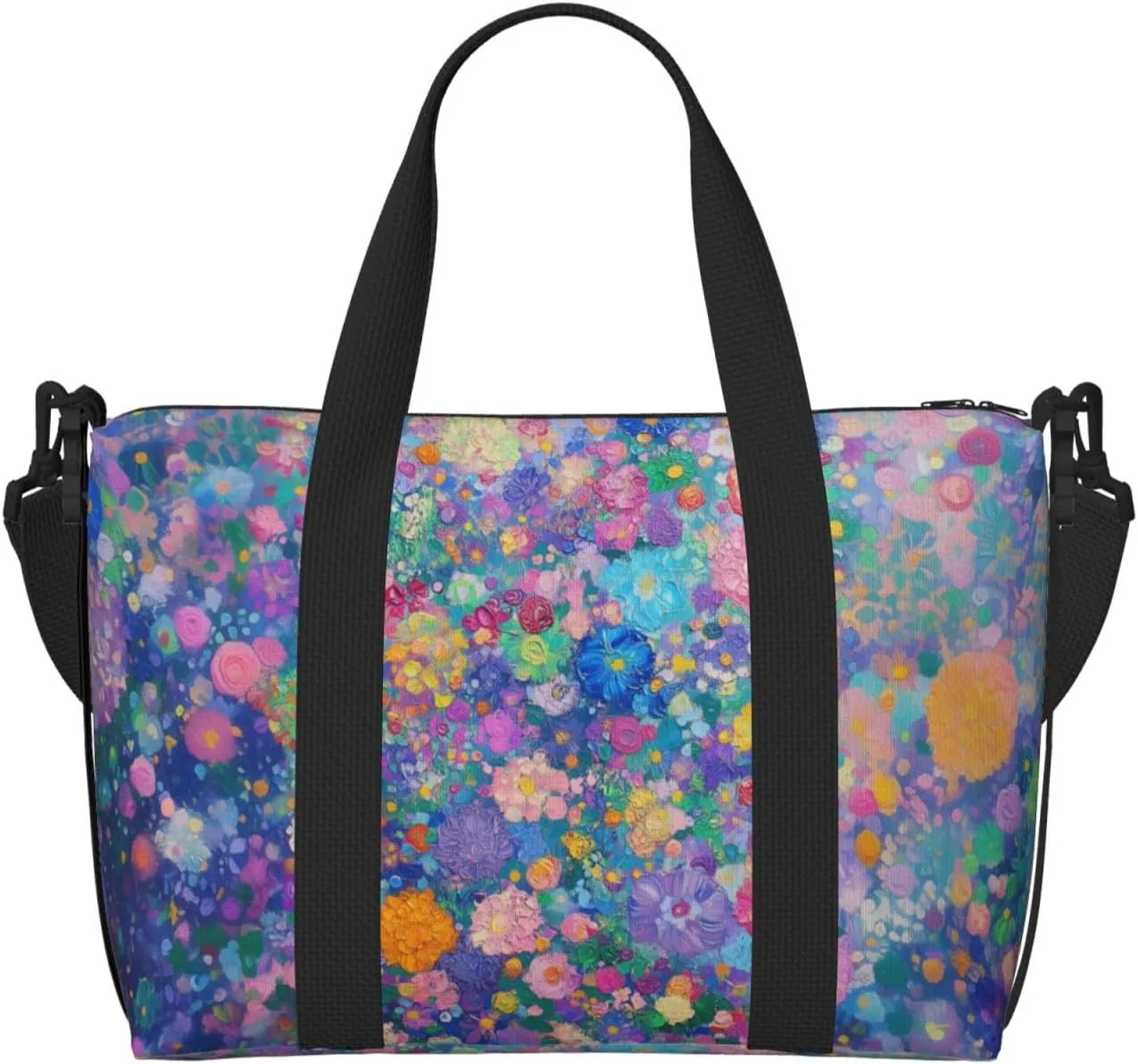 dense flower art print Travel Duffel Bag, Sports Tote Gym Bag, Swim Pool Bag Large Shoulder Tote Bag for Beach Weekender