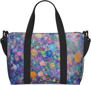 dense flower art print Travel Duffel Bag, Sports Tote Gym Bag, Swim Pool Bag Large Shoulder Tote Bag for Beach Weekender
