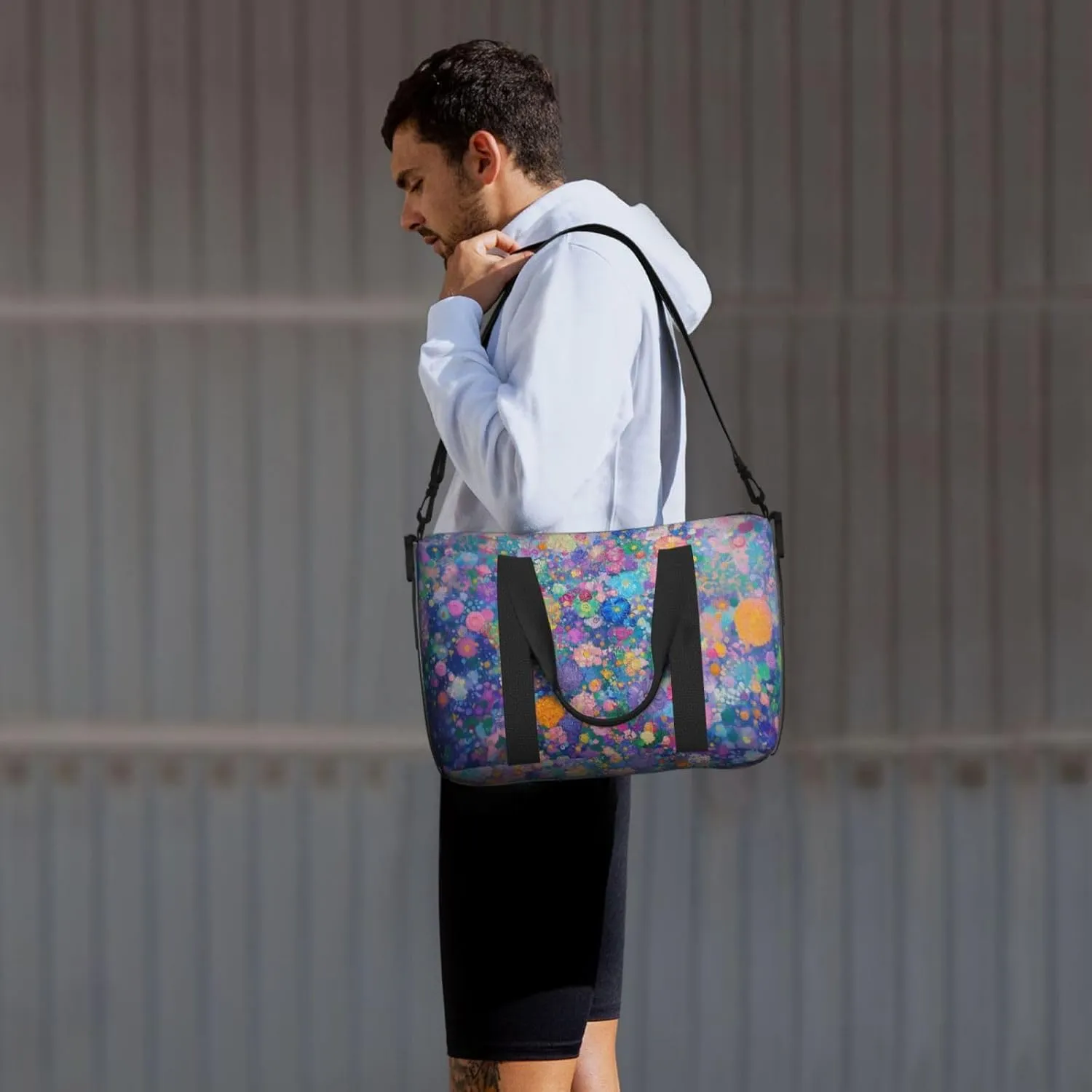 dense flower art print Travel Duffel Bag, Sports Tote Gym Bag, Swim Pool Bag Large Shoulder Tote Bag for Beach Weekender