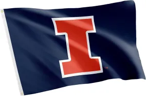 Desert Cactus University of Illinois UI Flag - 3 x 5 Feet Illini Banner, Indoor/Outdoor Durable Fabric, 100% Polyester Design (Style C)