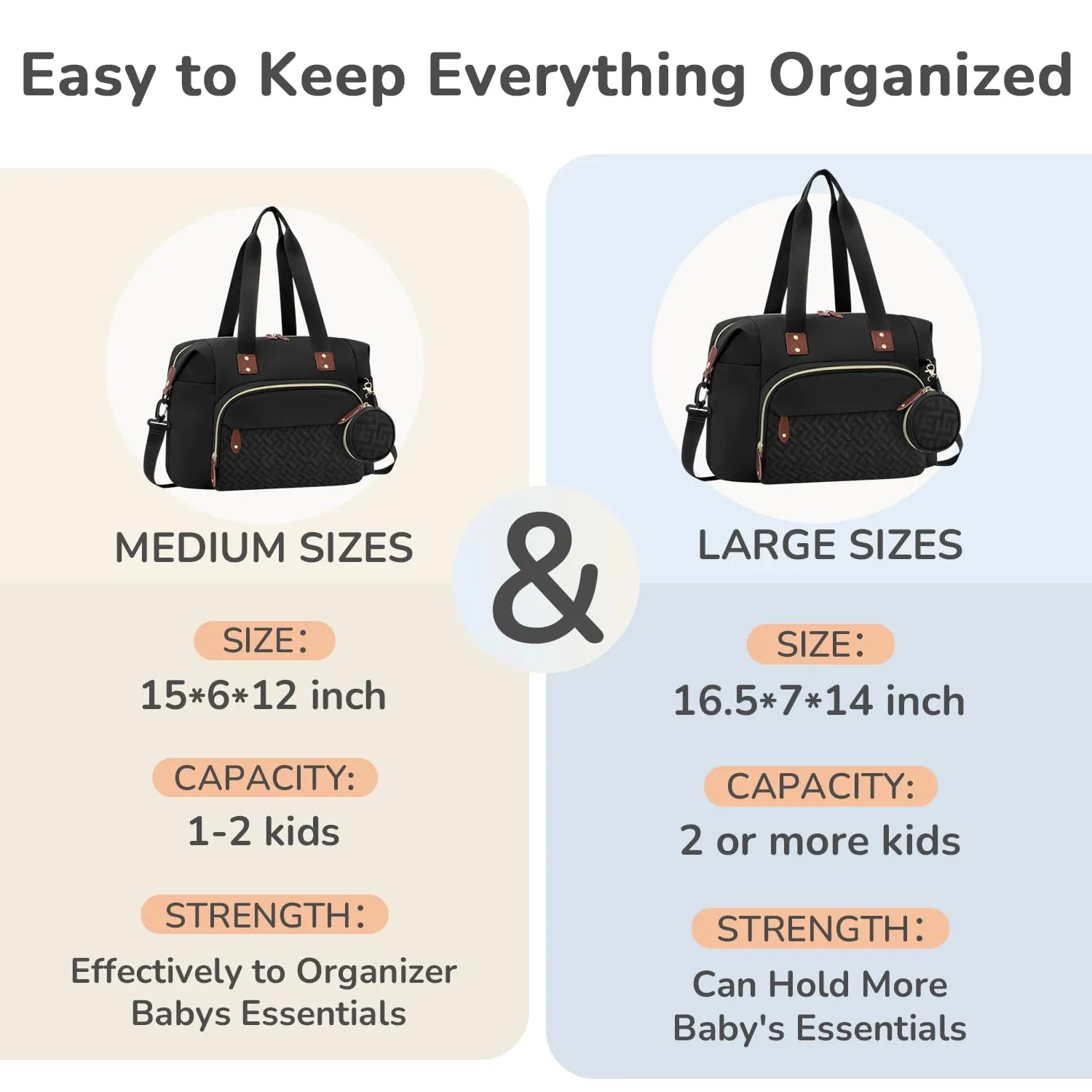 Diaper Bag Tote, Baby Bag Travel Diaper Tote Bag with Pacifier Case, Cute Maternity Hospital Baby Stylish Diaper Tote for Mom Dad Medium Size, Black