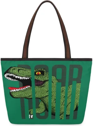 Dinosaur Cool Roar Tote Bag Tote Purse for Women with Zipper Womens Handbags for Work Travel