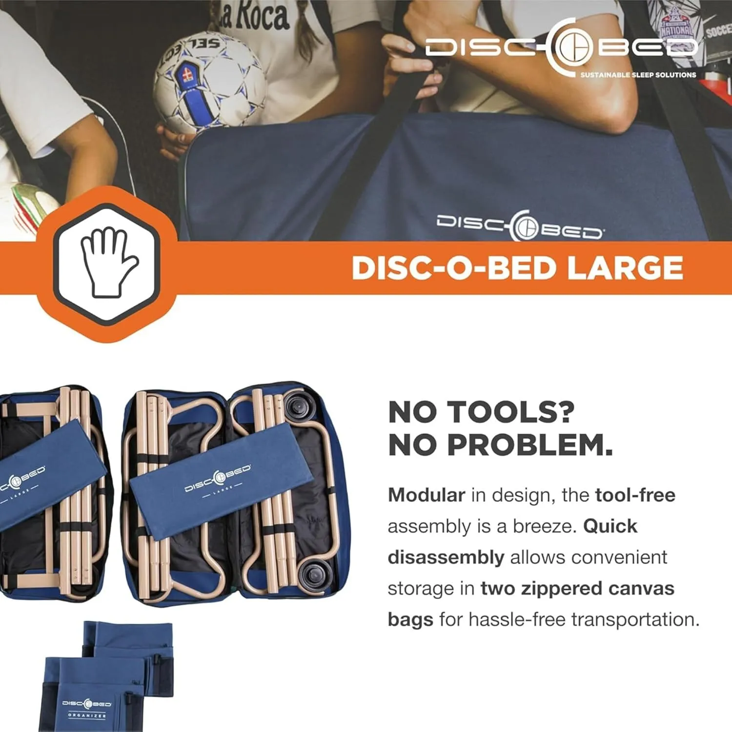 Disc-O-Bed Large Outdoor Convertible 2 Person Bench and Double Camping Cot Portable Bed Bunk System for Adults