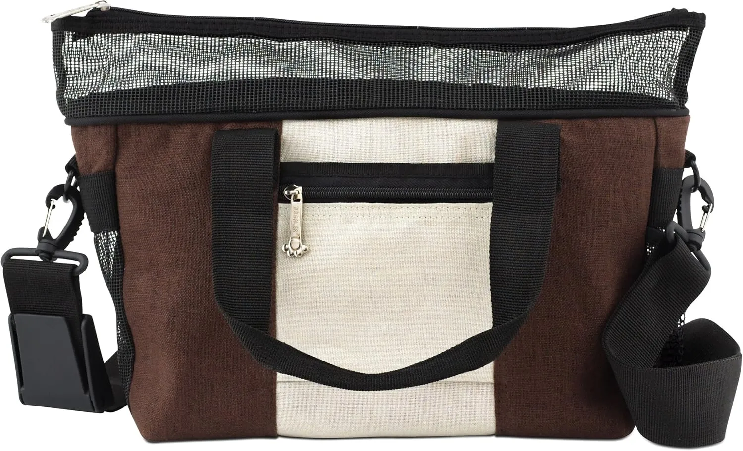 Doggles Dog Carrier Hemp Messenger Bag, Large, Off White / Brown