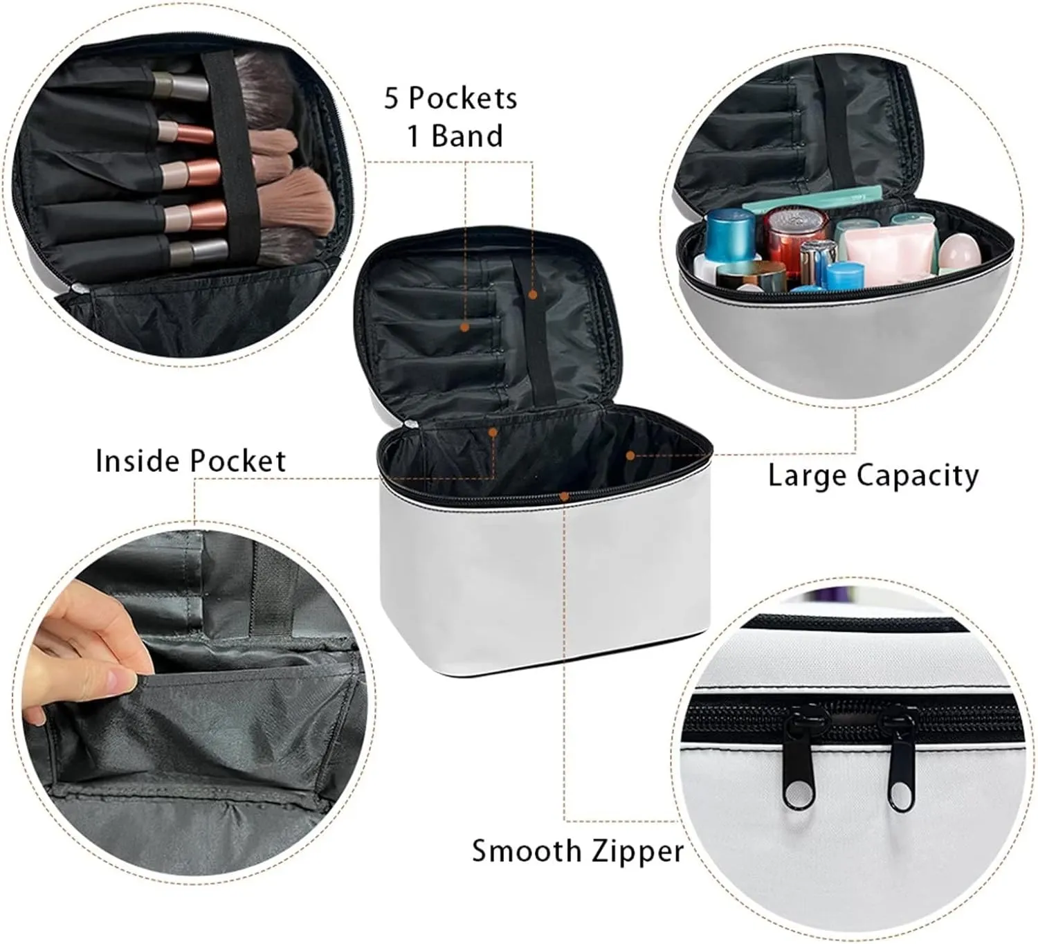 doginthehole Mushrooms Makeup Bag Travel Cosmetic Bag Large Zipper Pouch Travel Toiletry Organizer Bag Portable Makeup Carrying Case for Women Girls