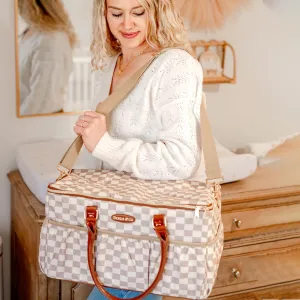Dokus & Co. Luxe Diaper Tote, Extra-Large Collapsible Baby Caddy for Home, Travel & Car, Elegant Hospital-Ready Diaper Bag for Moms