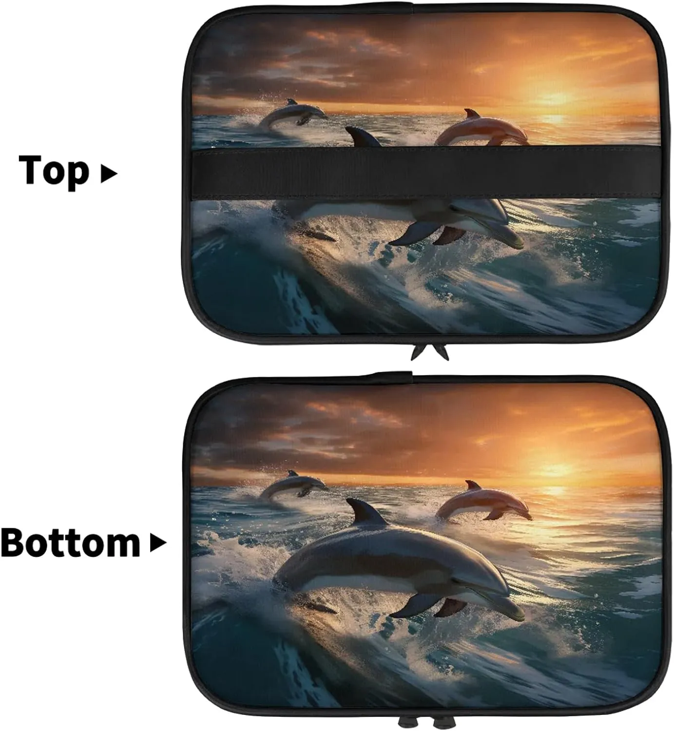 Dolphin Printing Travel Toiletry Bag Large Capacity Makeup Case Organizer with Handle Cosmetic Case for Women Girls
