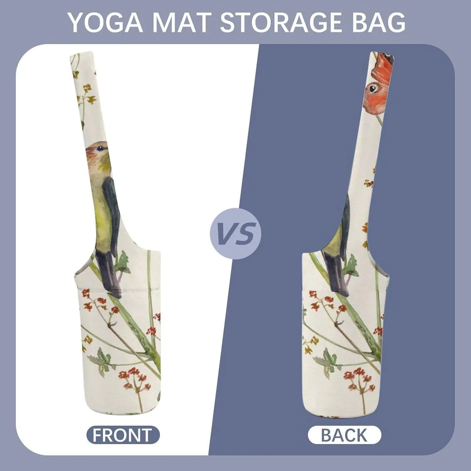 Donnapink Yoga Mat Bag, Canvas Storage Bag with Pocket Shoulder Strap, Fashion Mat Bag