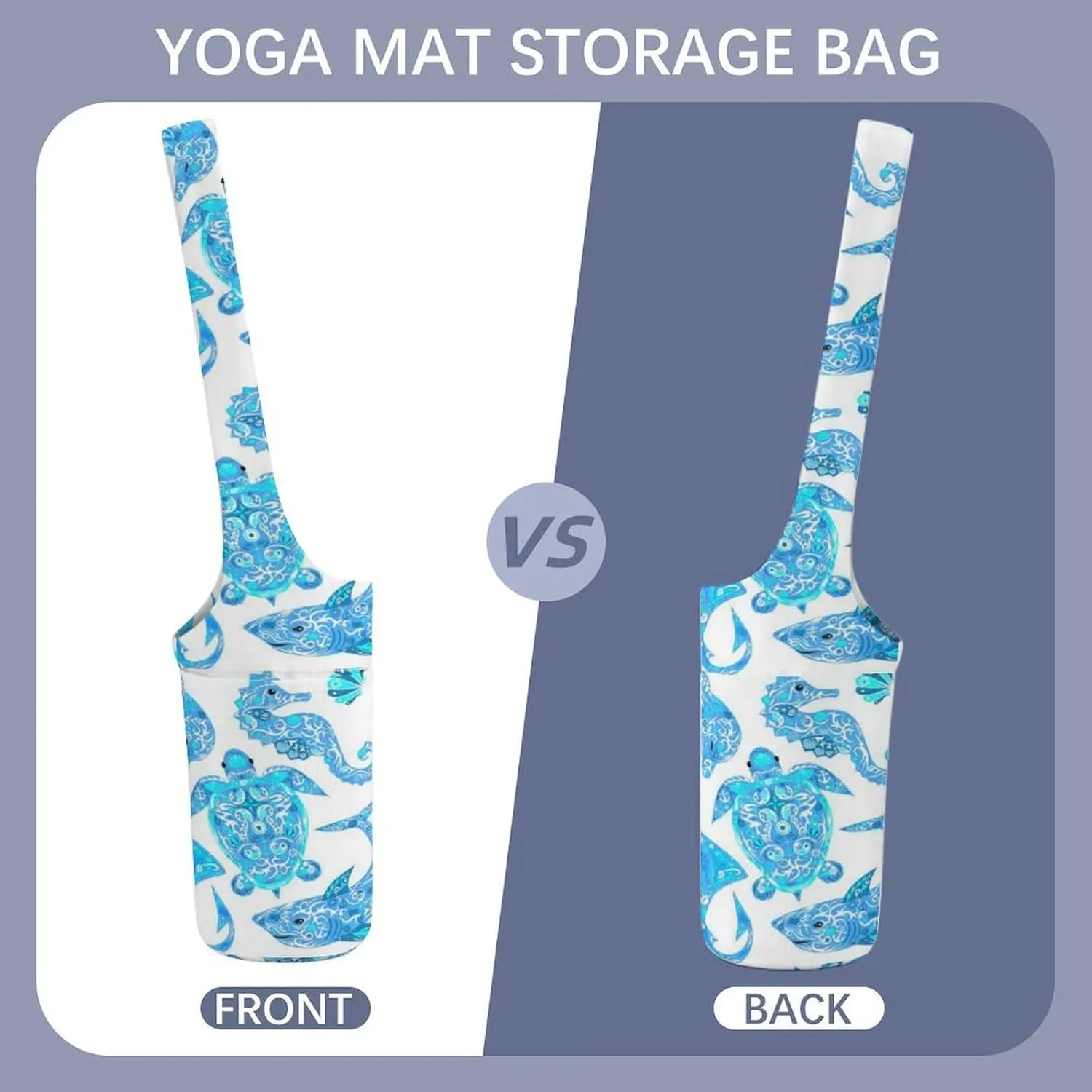 Donnapink Yoga Mat Bag, Canvas Storage Bag with Pocket Shoulder Strap, Fashion Mat Bag