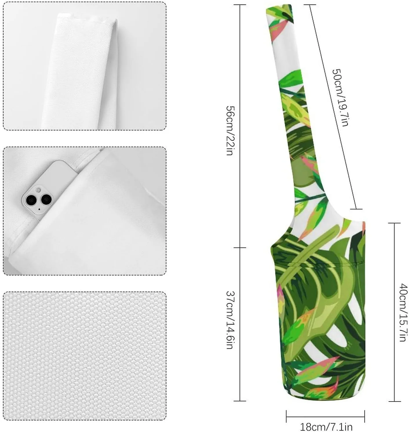 Donnapink Yoga Mat Bag, Canvas Storage Bag with Pocket Shoulder Strap, Fashion Mat Bag