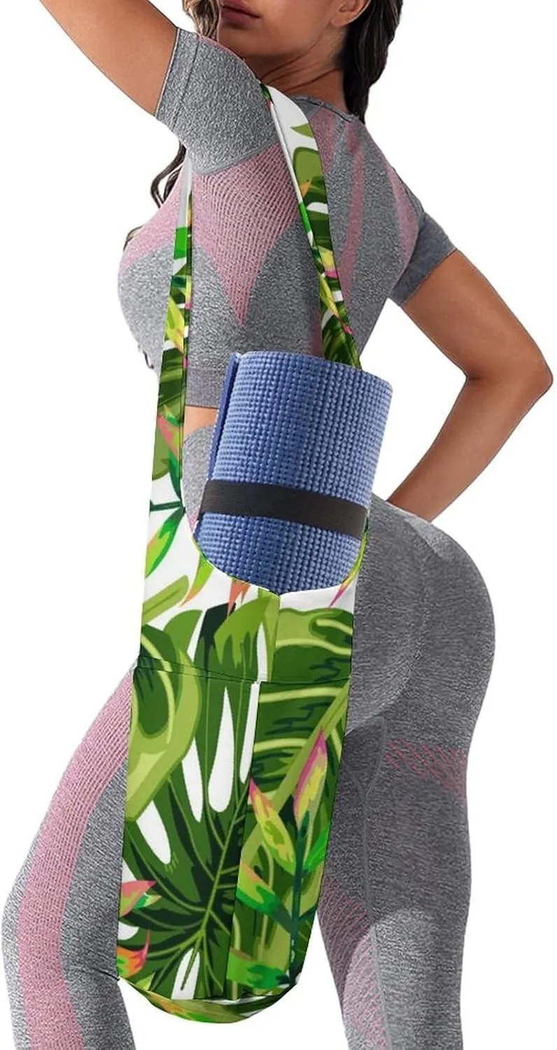 Donnapink Yoga Mat Bag, Canvas Storage Bag with Pocket Shoulder Strap, Fashion Mat Bag