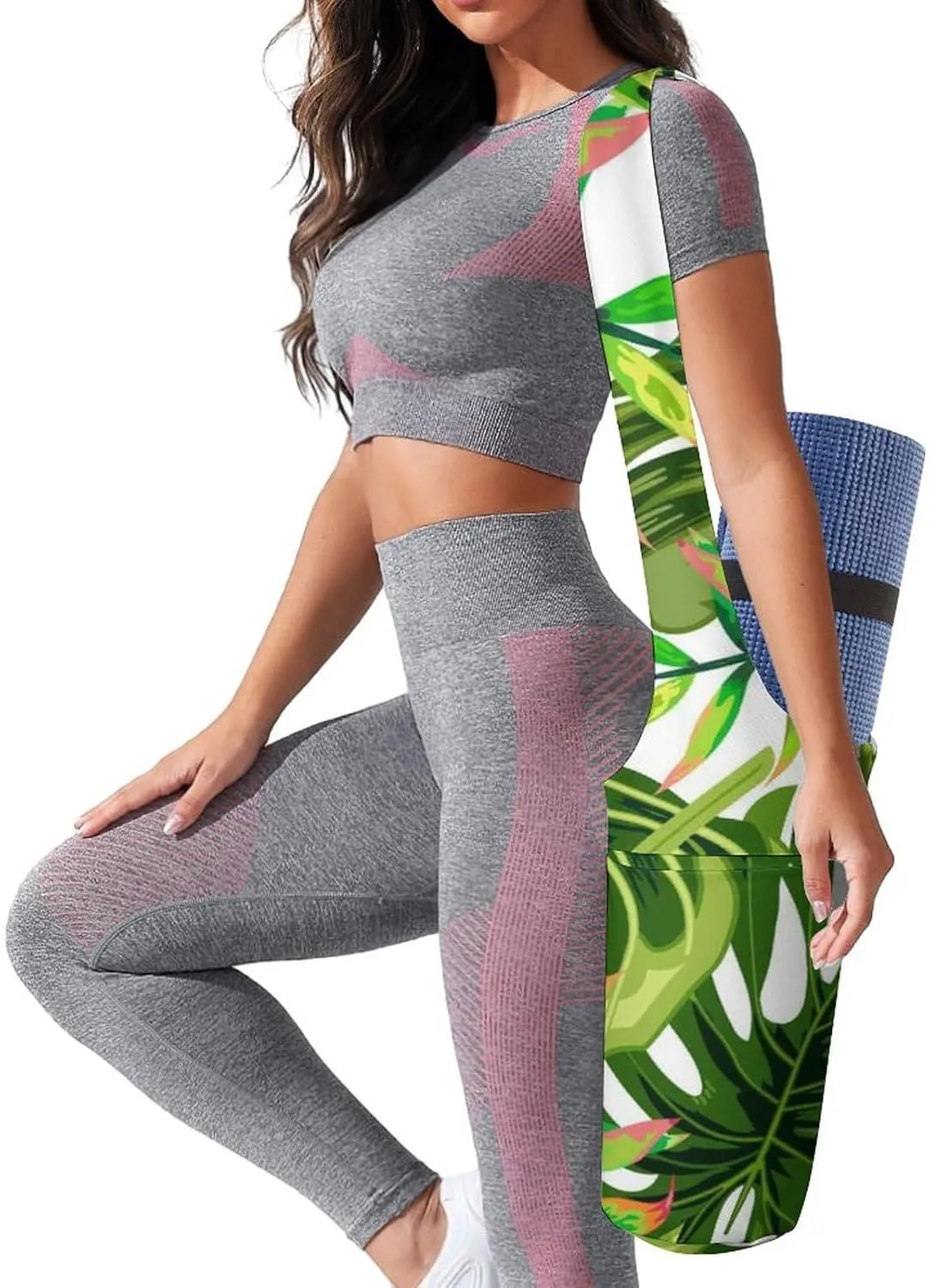 Donnapink Yoga Mat Bag, Canvas Storage Bag with Pocket Shoulder Strap, Fashion Mat Bag