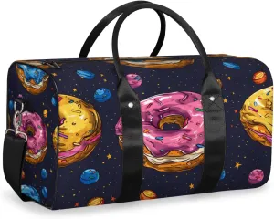 Donuts Dessert Travel Duffle Bag for Women Men Gym Duffel Foldable Bag Waterproof Weekender Colorful Duffle Tote