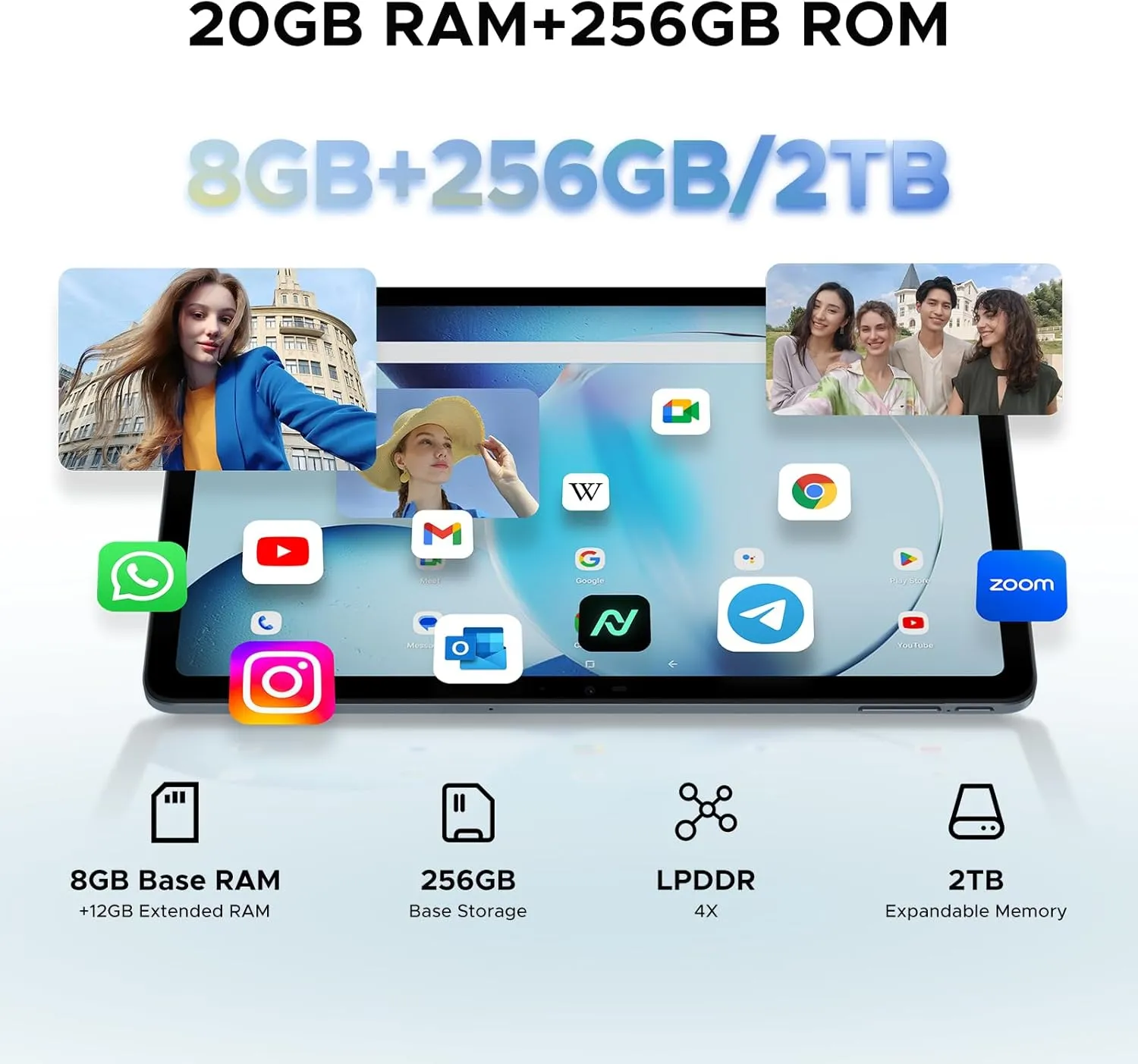 DOOGEE T36(2025) Android 15 Tablet,12 inch Tablet 20GB 256GB/2TB Expand Octa-Core Gaming Tablets,8800mAh,FHD  Touchscreen with sim Card Slot,WiFi 5,Dual Camera,BT5.0,Widevine L1,Blue