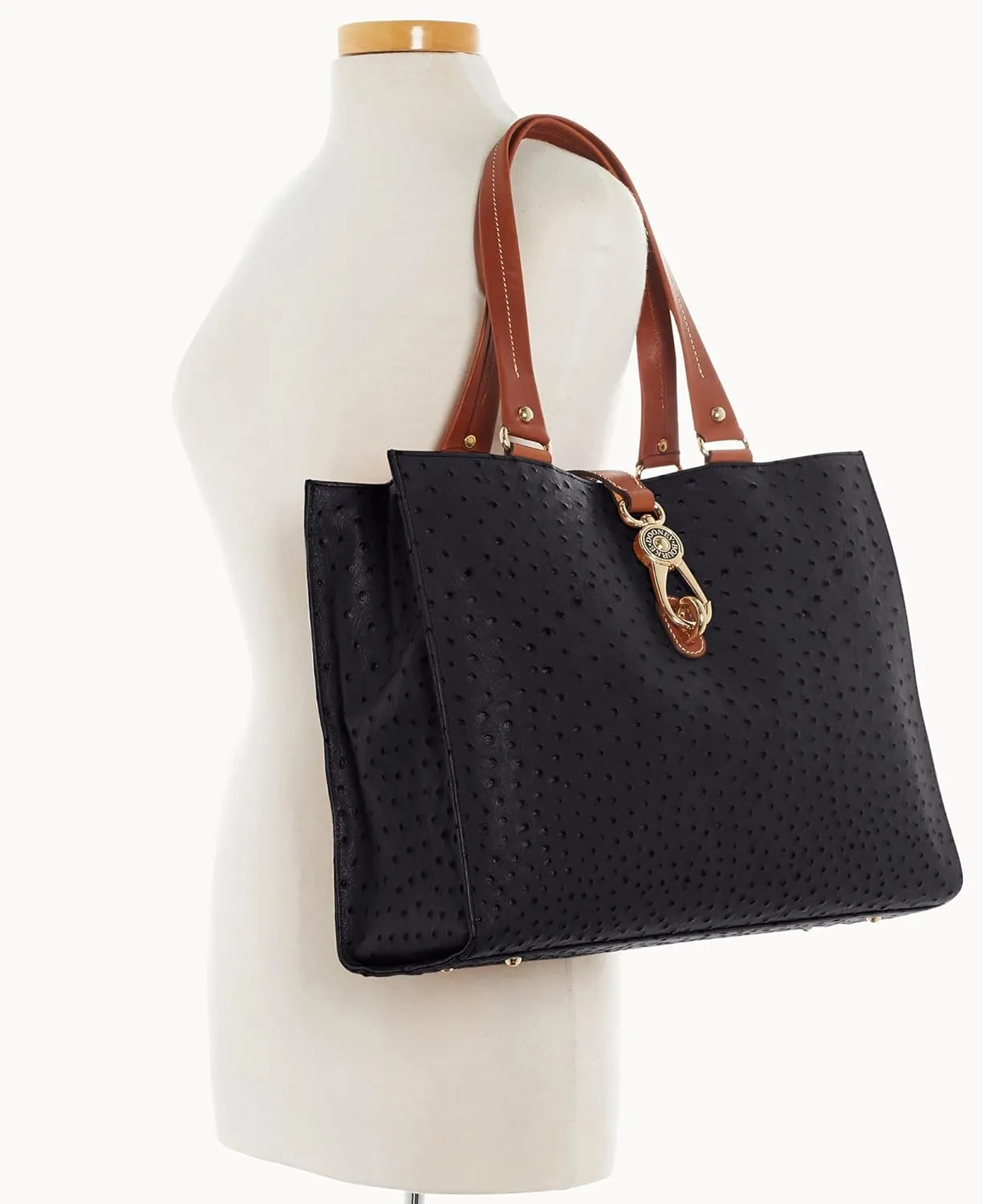 Dooney & Bourke Handbag, Ostrich Large Logo Lock Tote