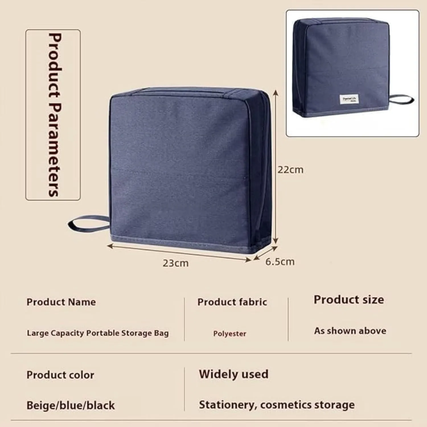 Doresty Makeup Bag, Relevanton Standing Makeup Bag, Doresty Multi-purpose Large Capacity Oxford Cloth Standing, with Compartments and Handle, Portable Travel Makeup Organizer (Navy)