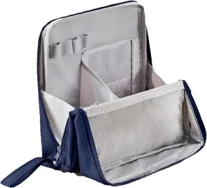 Doresty Makeup Bag, Relevanton Standing Makeup Bag, Doresty Multi-purpose Large Capacity Oxford Cloth Standing, with Compartments and Handle, Portable Travel Makeup Organizer (Navy)