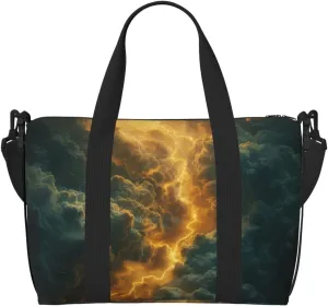 dramatic intense lightning strike print Travel Duffel Bag, Sports Tote Gym Bag, Swim Pool Bag Large Shoulder Tote Bag for Beach Weekender
