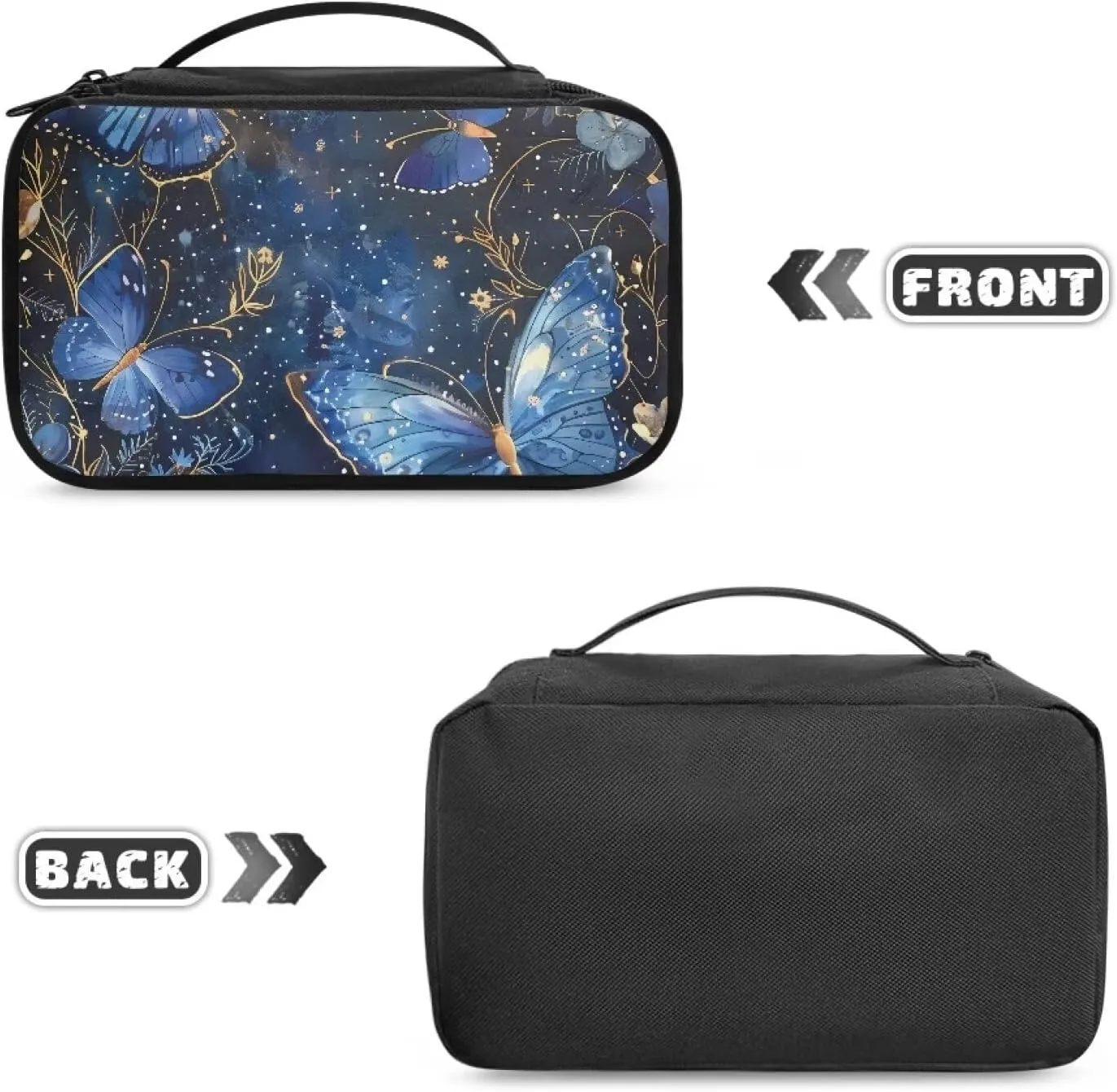 Dreamy Butterfly Cosmetic Bag with Divider to Hold Makeup Brushes Skincare Large Compartments Travel Toiletry Bag Carrying Case Organizer Birthday Gifts for Sisters Friends