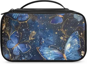 Dreamy Butterfly Cosmetic Bag with Divider to Hold Makeup Brushes Skincare Large Compartments Travel Toiletry Bag Carrying Case Organizer Birthday Gifts for Sisters Friends
