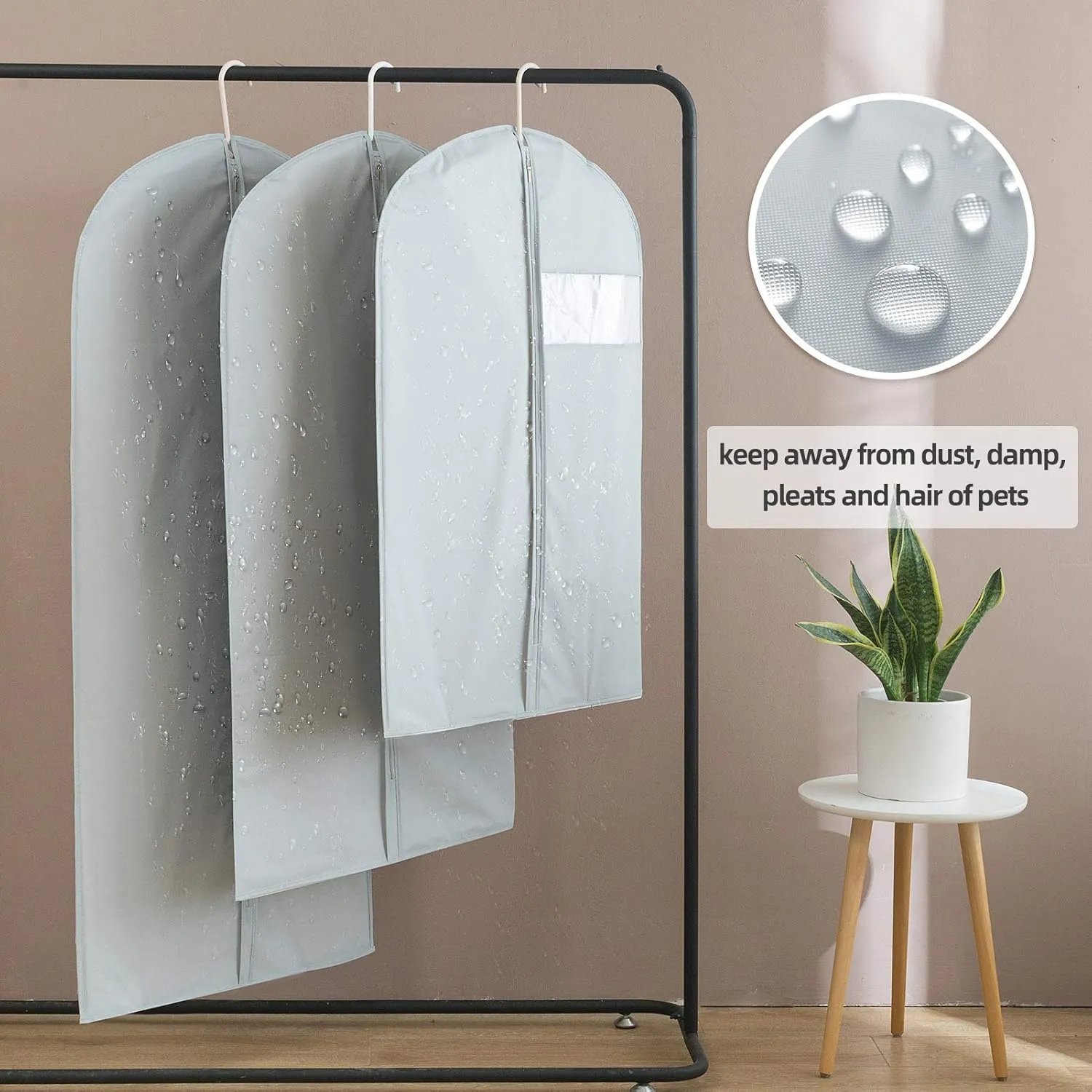 Dress Bags for Gowns Long, 65'' Long Dress Clear Garment Bag(Set of 2, 23.3'' X 65'')