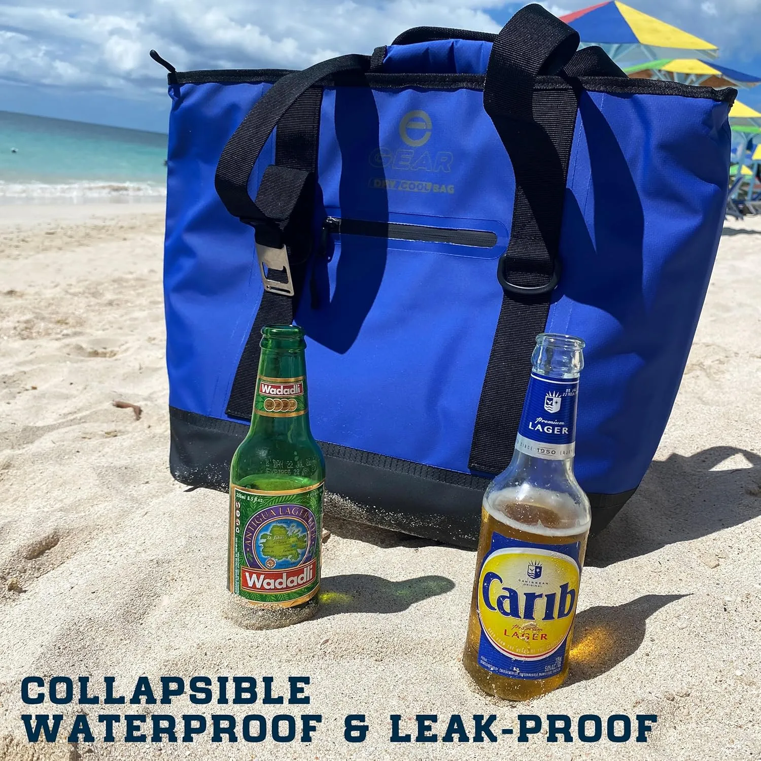 Dry Bag Cooler Tote – Collapsible, Waterproof and Leak-Proof Soft Sided Cooler Bag - Pool, Beach - 20 or 36 Cans