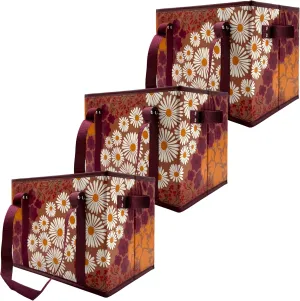 Earthwise Deluxe Collapsible Reusable Shopping Box Grocery Bag Set with Reinforced Bottom Bins Cubes (Set of 3)