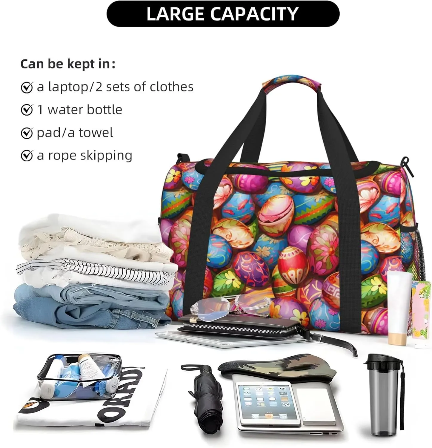 Easter Eggs Travel Weekender Overnight Bags Foldable Hand Travel Bag Sport Gym Duffel Bag For Men Women