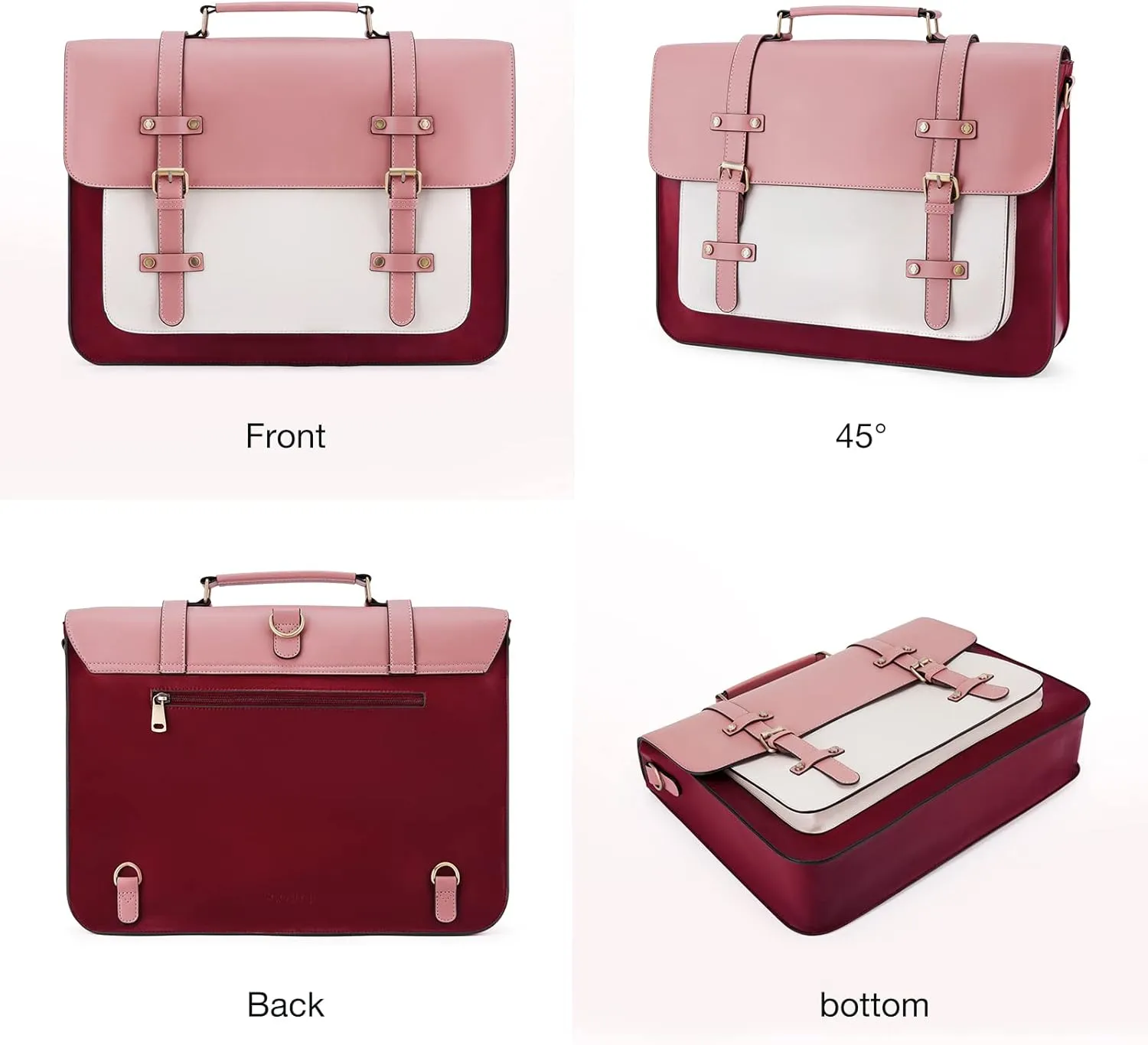 ECOSUSI Laptop Bag for Women Vegan Leather Messenger Bag Fashion Briefcase Backpack 15.6 inch Computer Satchel Bag