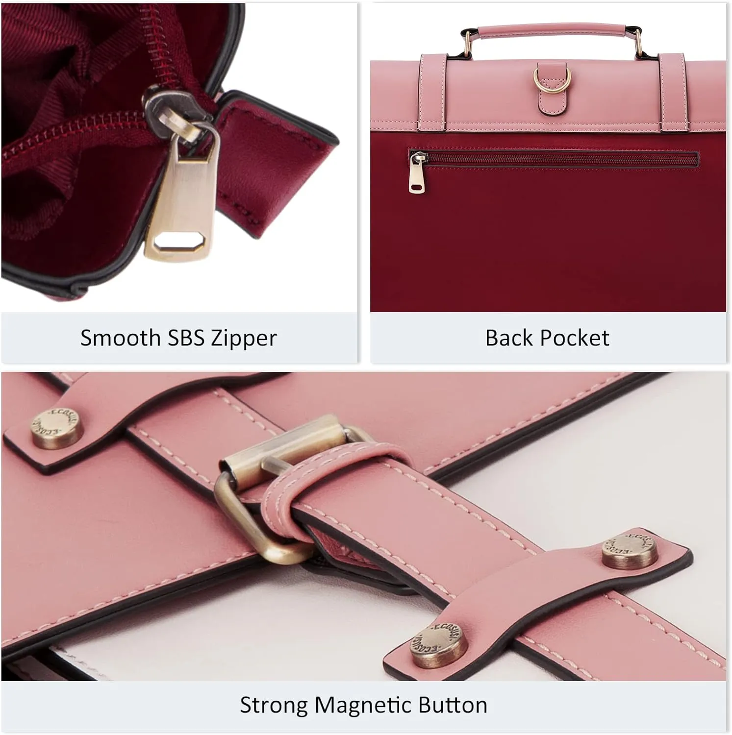 ECOSUSI Laptop Bag for Women Vegan Leather Messenger Bag Fashion Briefcase Backpack 15.6 inch Computer Satchel Bag
