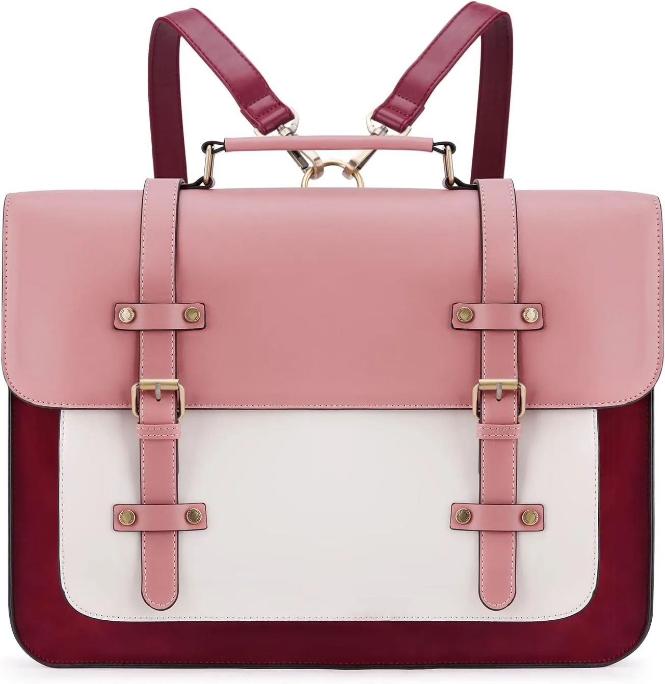 ECOSUSI Laptop Bag for Women Vegan Leather Messenger Bag Fashion Briefcase Backpack 15.6 inch Computer Satchel Bag
