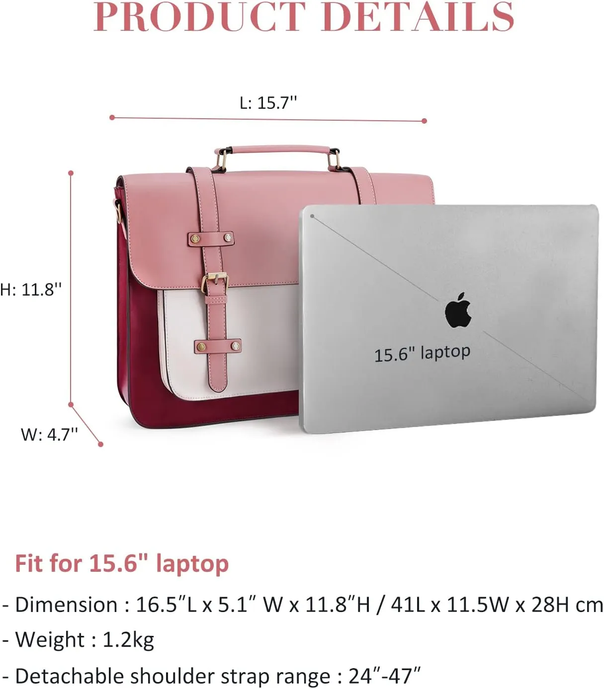 ECOSUSI Laptop Bag for Women Vegan Leather Messenger Bag Fashion Briefcase Backpack 15.6 inch Computer Satchel Bag
