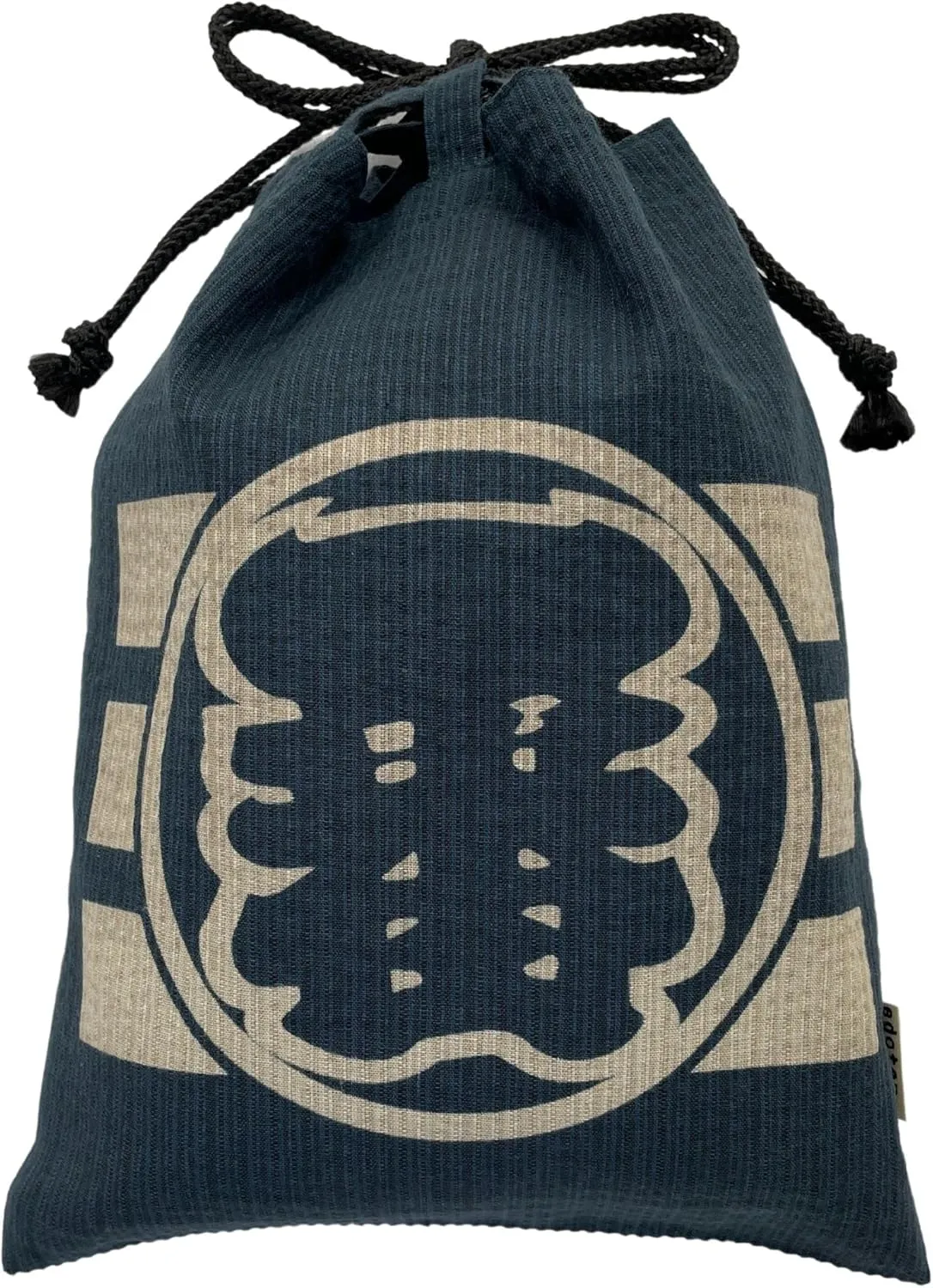 Edoten]JAPAN Nobori Bukuro 100% Cotton Shijira Fabric Drawstring Pouch with Inner Pocket 030 Number one Navy