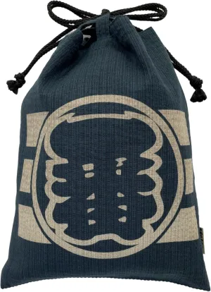 Edoten]JAPAN Nobori Bukuro 100% Cotton Shijira Fabric Drawstring Pouch with Inner Pocket 030 Number one Navy